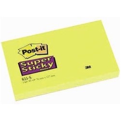Bloczek Samoprzylepny Post-It Super Sticky 76x127 90k Żółty 655-S 090295