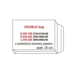 Koperta Specjalistyczna 200x310x40mm Double Bag Strong Z Rozsz. Bokiem I Spodem Biała O-DS-180 75szt/opak 710140