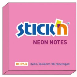 Notes Samoprzylepny Klasyczny Stick'n 76x76mm Różowy neonowy 21166 040191