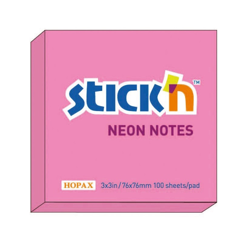 Notes Samoprzylepny Klasyczny Stick'n 76x76mm Różowy neonowy 21166 040191