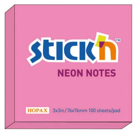 Notes Samoprzylepny Klasyczny Stick'n 76x76mm Różowy neonowy 21166 040191