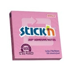 Notes Samoprzylepny Stick'n 360 Stopni 76x76 Różowy 21554 070833 040087