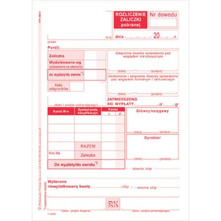 Rozliczenie Zaliczki A6-Offset 409-5 MiP 40k