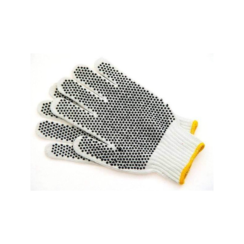 Rękawice DOT dziane jednostronnie nakrapiane białe PCV (3002) Consorte 360244