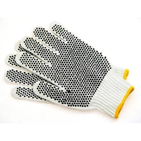 Rękawice DOT dziane jednostronnie nakrapiane białe PCV (3002) Consorte 360244