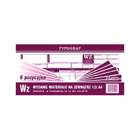 WZ 1/3A4 6pozycji Typograf Ind.01099